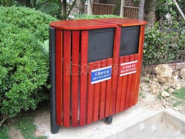 鋼木結合垃圾桶HZFY-GMJH35