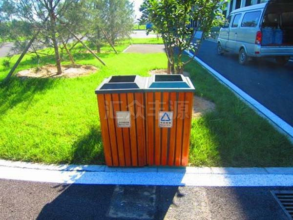 鋼木結合垃圾桶HZFY-GMJH36